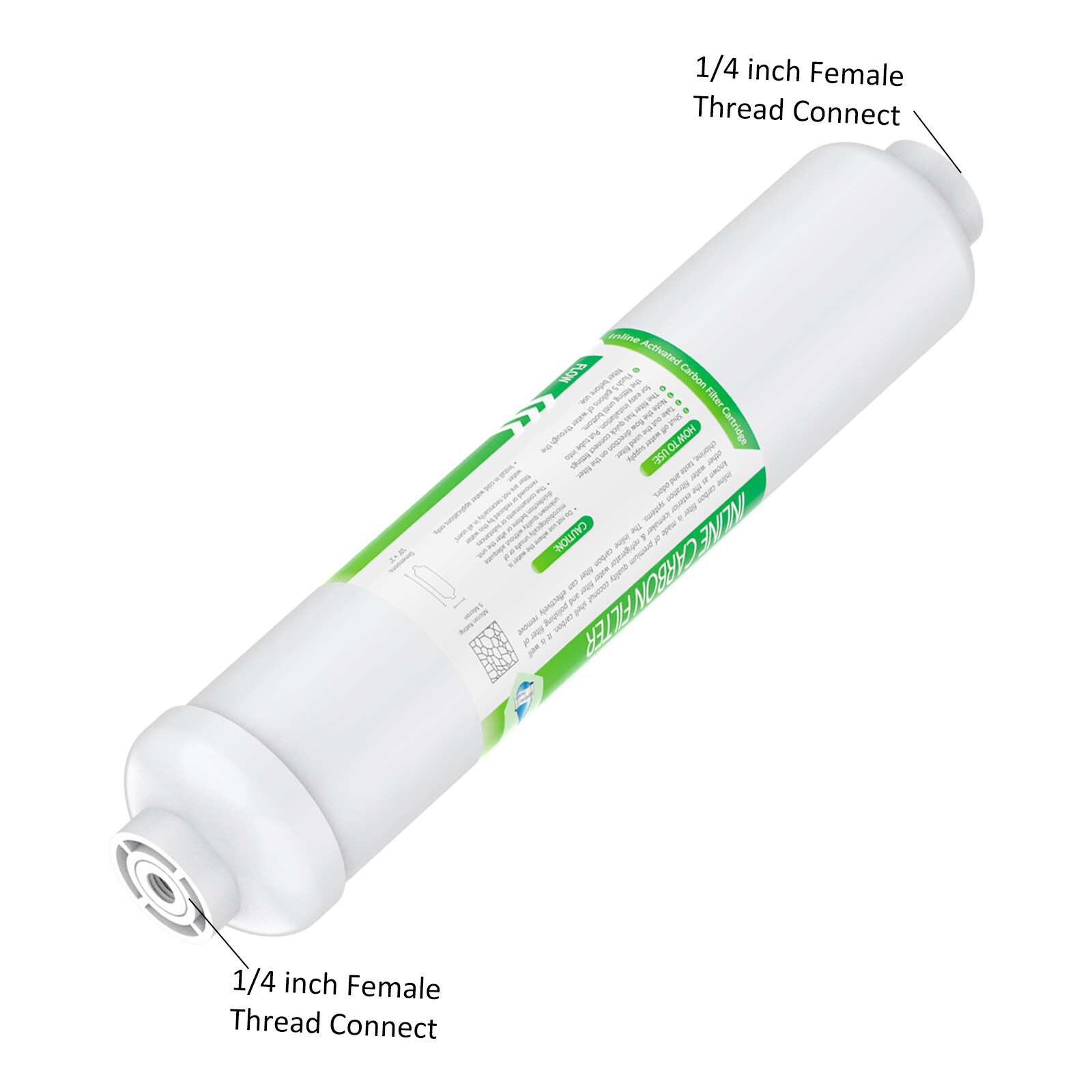 10″x2″ 1/4″ FNPT/Quick Connect T33 Inline Post Carbon Water Filter Cartridge NSF