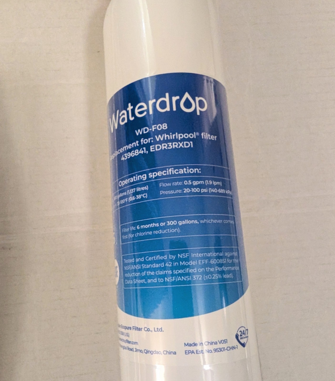 New Sealed 3 Waterdrop WD-F08 Replacement Filters 4396841, EDR3RXD1