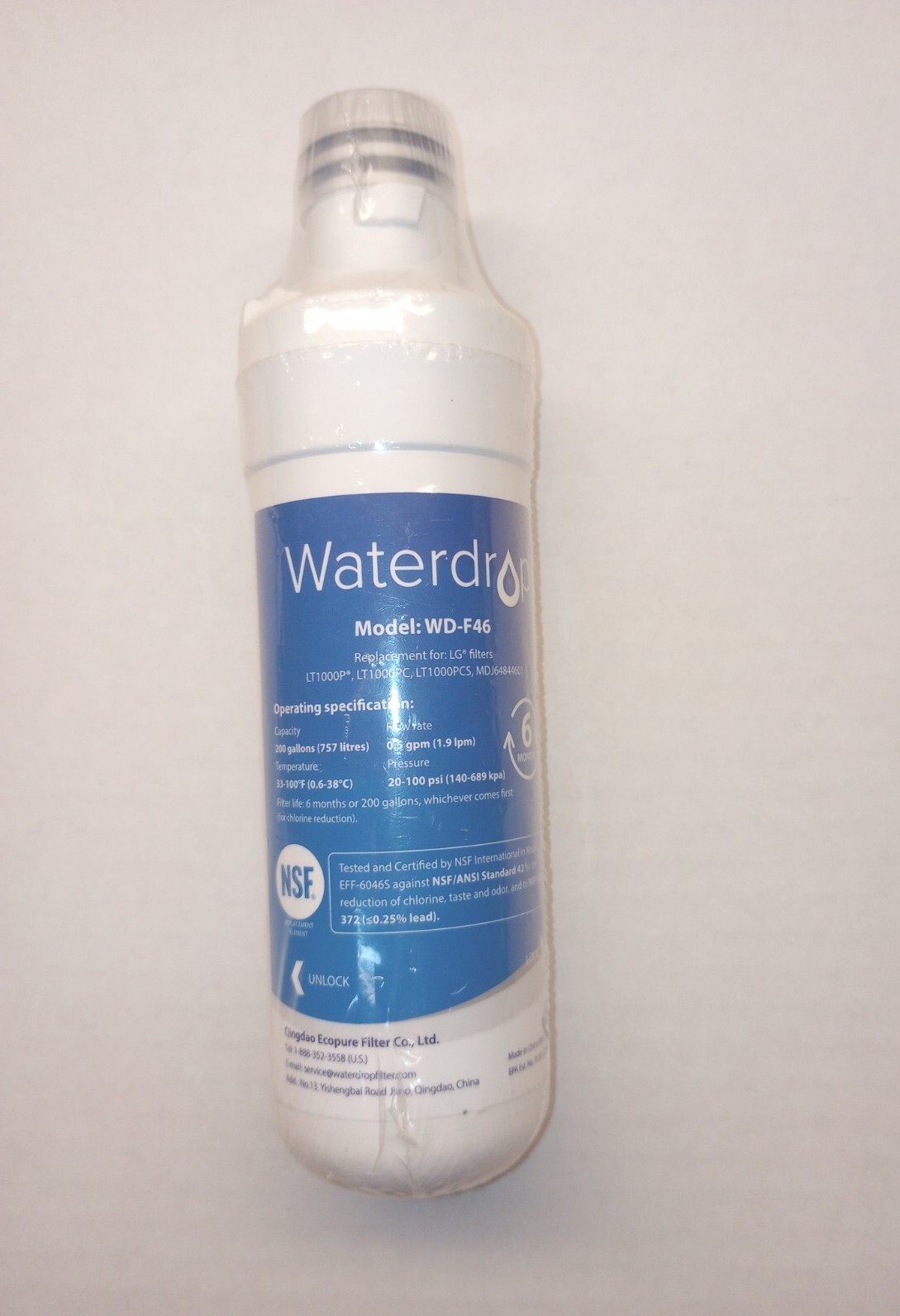 Waterdrop Refrigerator Filter Replacement WD-F46 Open Box New