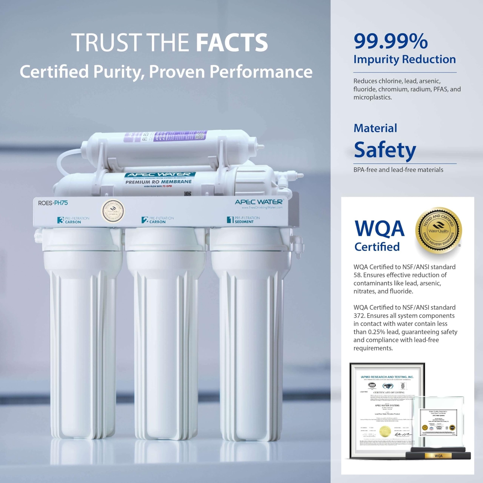 APEC Water Systems ROES-PH75 Essence Series Top Tier Alkaline Mineral pH+ 75 …