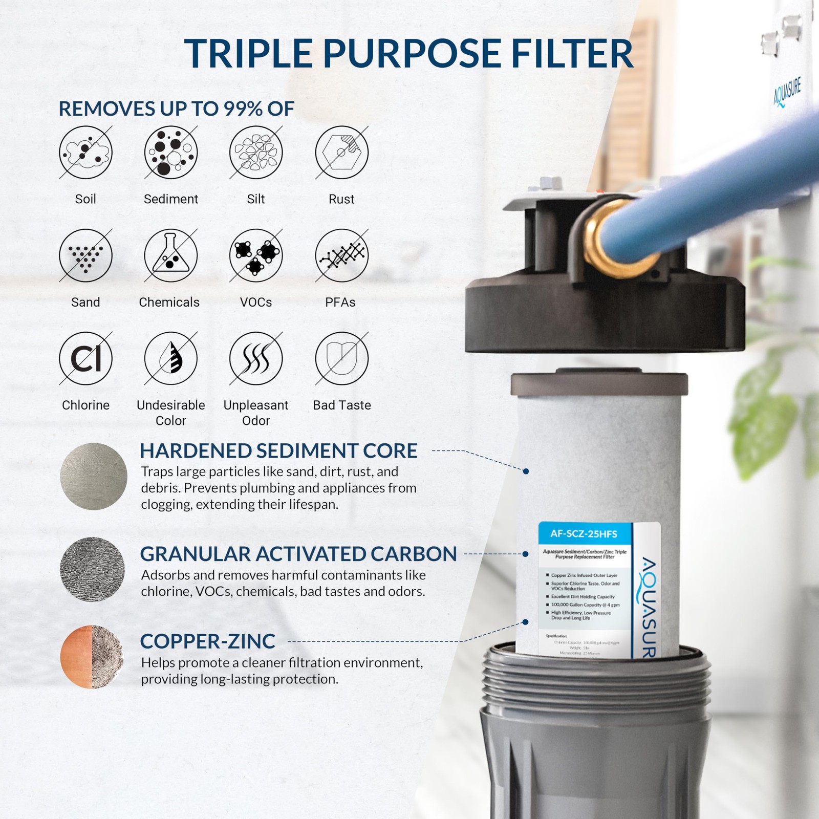 Fortitude V2 Series Sediment/Carbon/Zinc Bacteria Inhibiting Triple Purpose R…