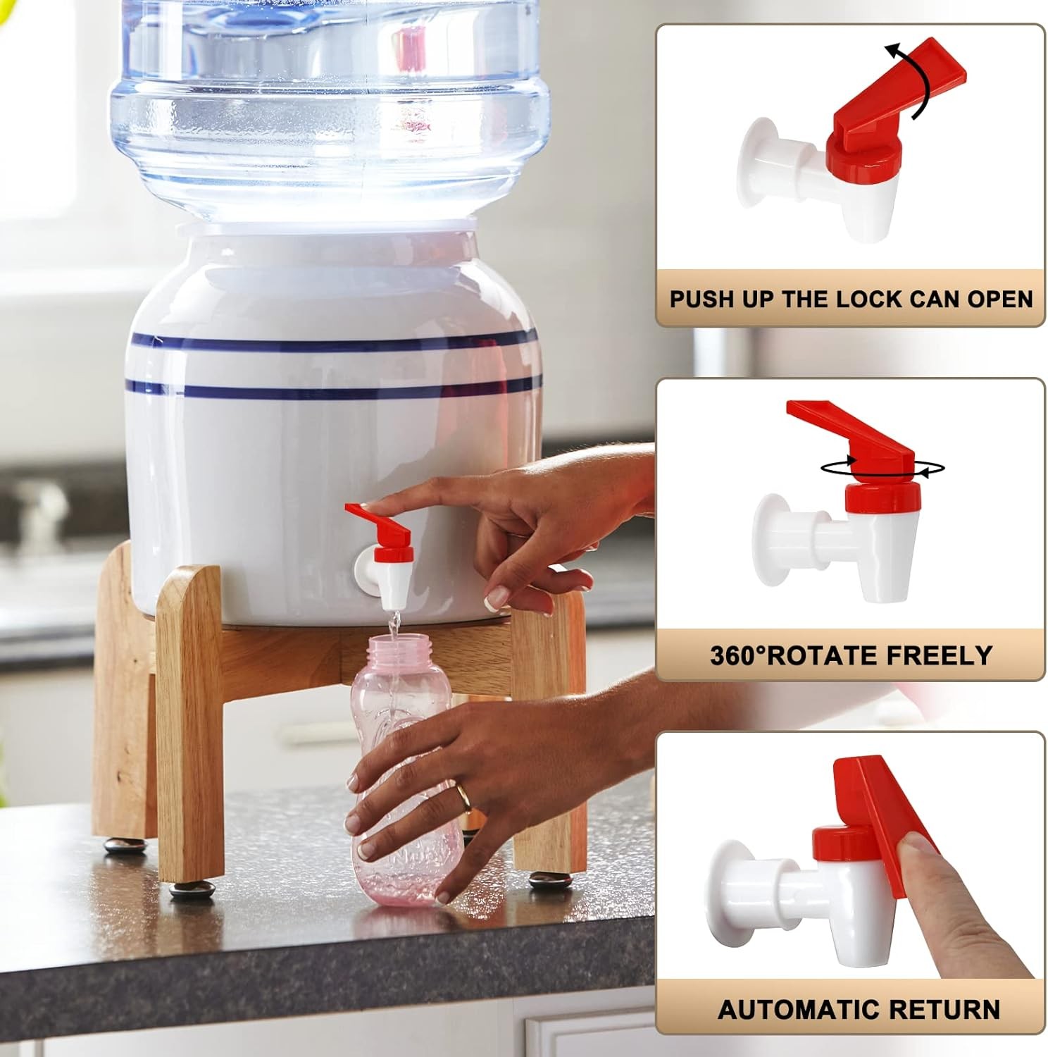 4Pcs Replacement Cooler Faucet, 2 Red and 2 Blue Internal Thread 2Red+2Blue
