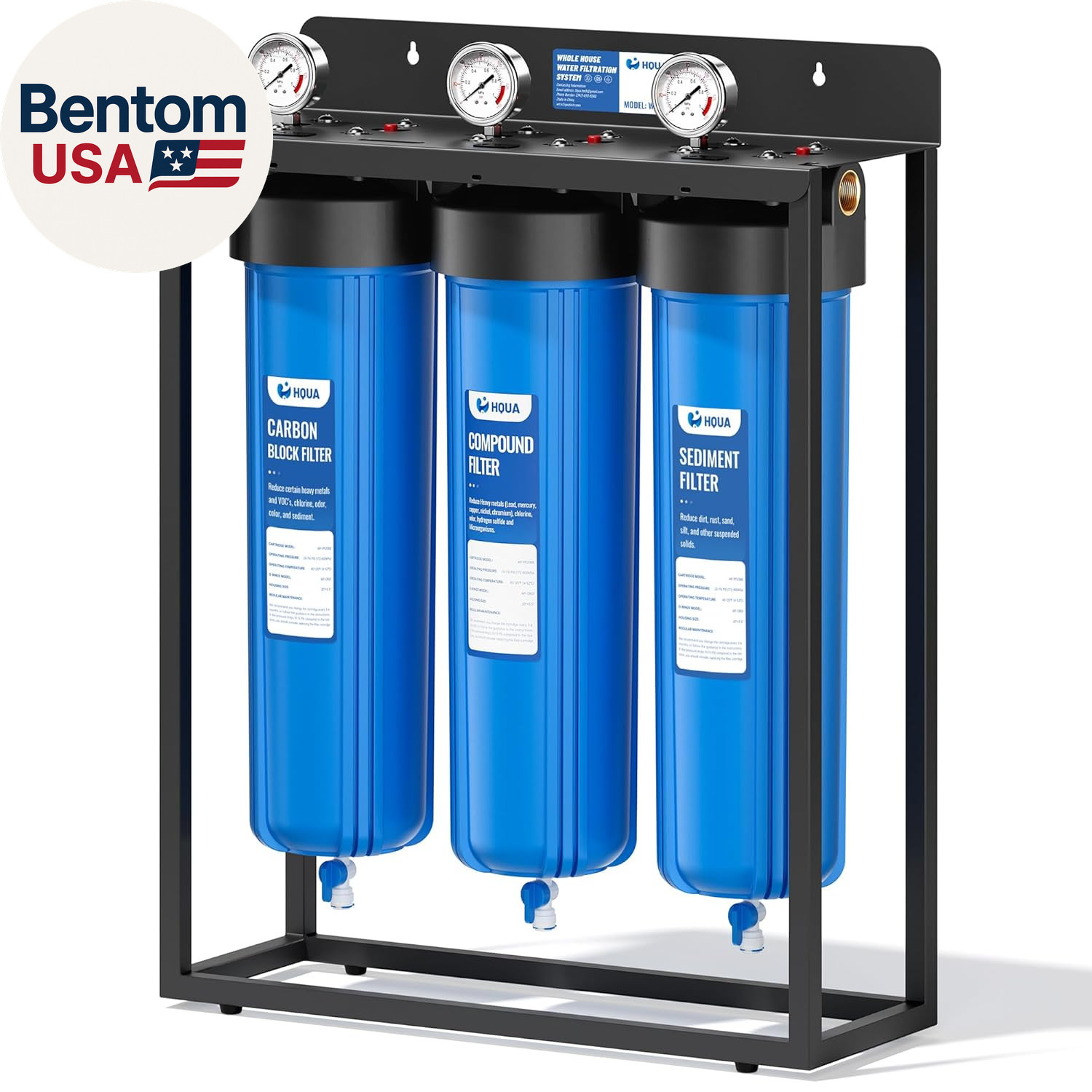 WF3-02 3-Stage Free-Standing Whole House Water Filtration System, Reduces Heavy