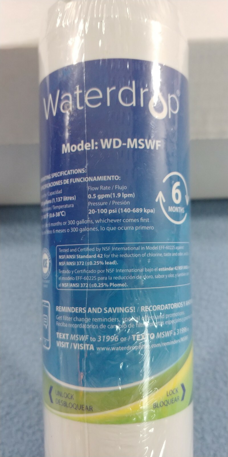 NEW WATERDROP REPLACEMENT WATER FILTER WD-MSWF