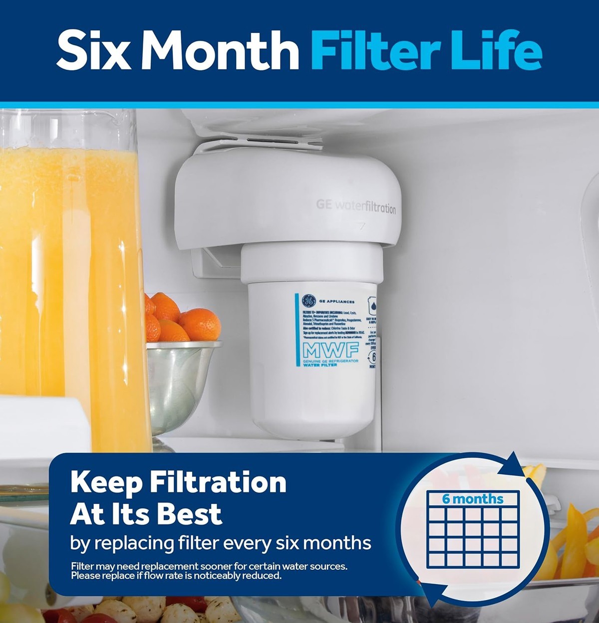 GE Appliances MWF Refrigerator Water Filter, Genuine Replacement Filter