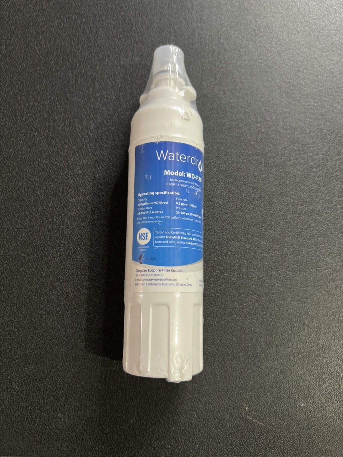 WaterDrop WD-F20 LG Refrigerator Water Filter for LT800P LT800PC ADQ73613401