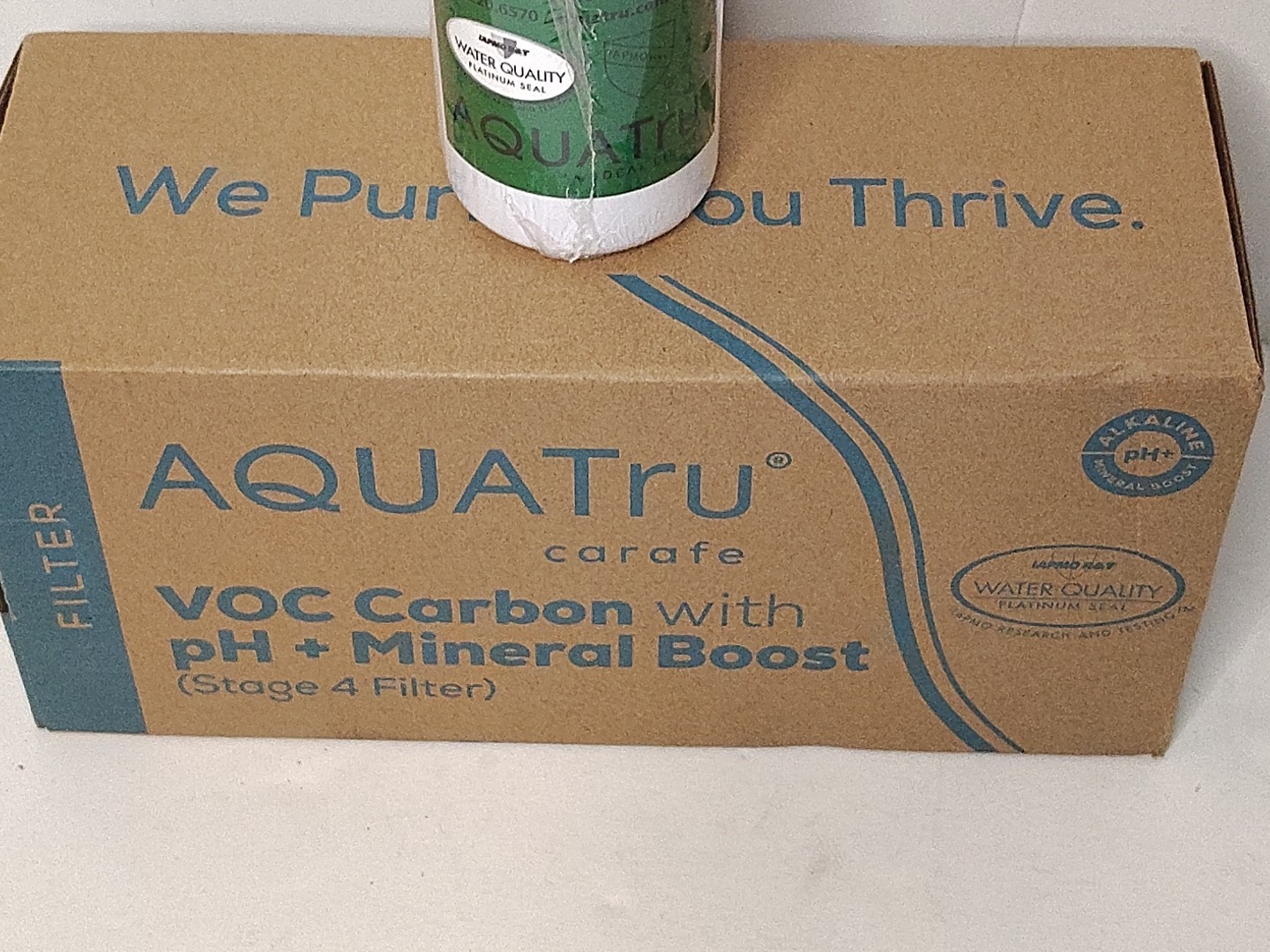 1- Aquatru Stage 4 Carbon PH+ Mineral Water Filter for Countertop CARAFE AT100