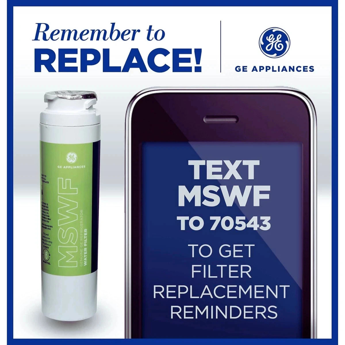 2 PACK GE MSWF SmartWater Refrigerator Replacement Water Filter New, USA