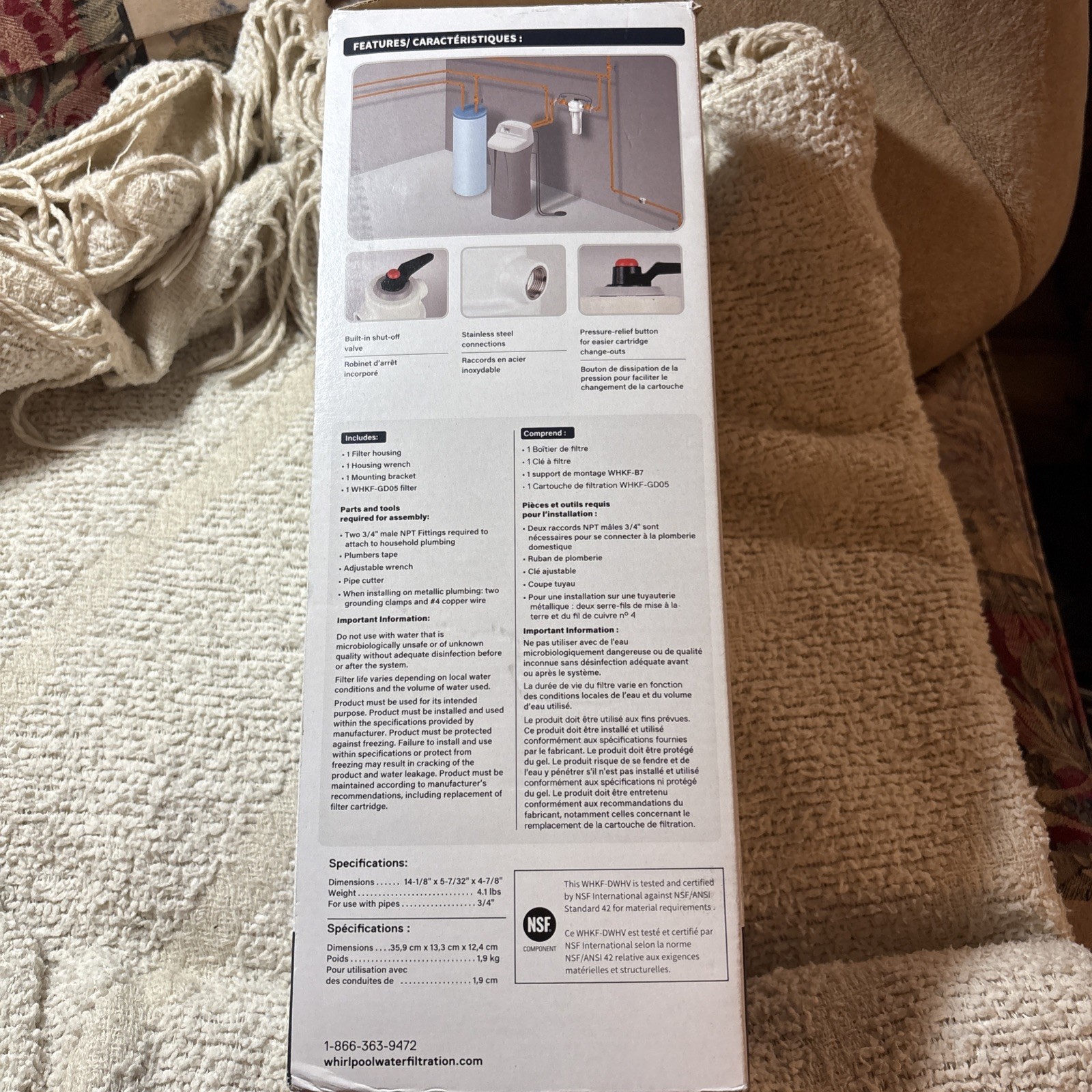 Whirlpool 10 x 2.5 Inch Whole House Water Filtration System WHKF-DWHV, 3/4″…