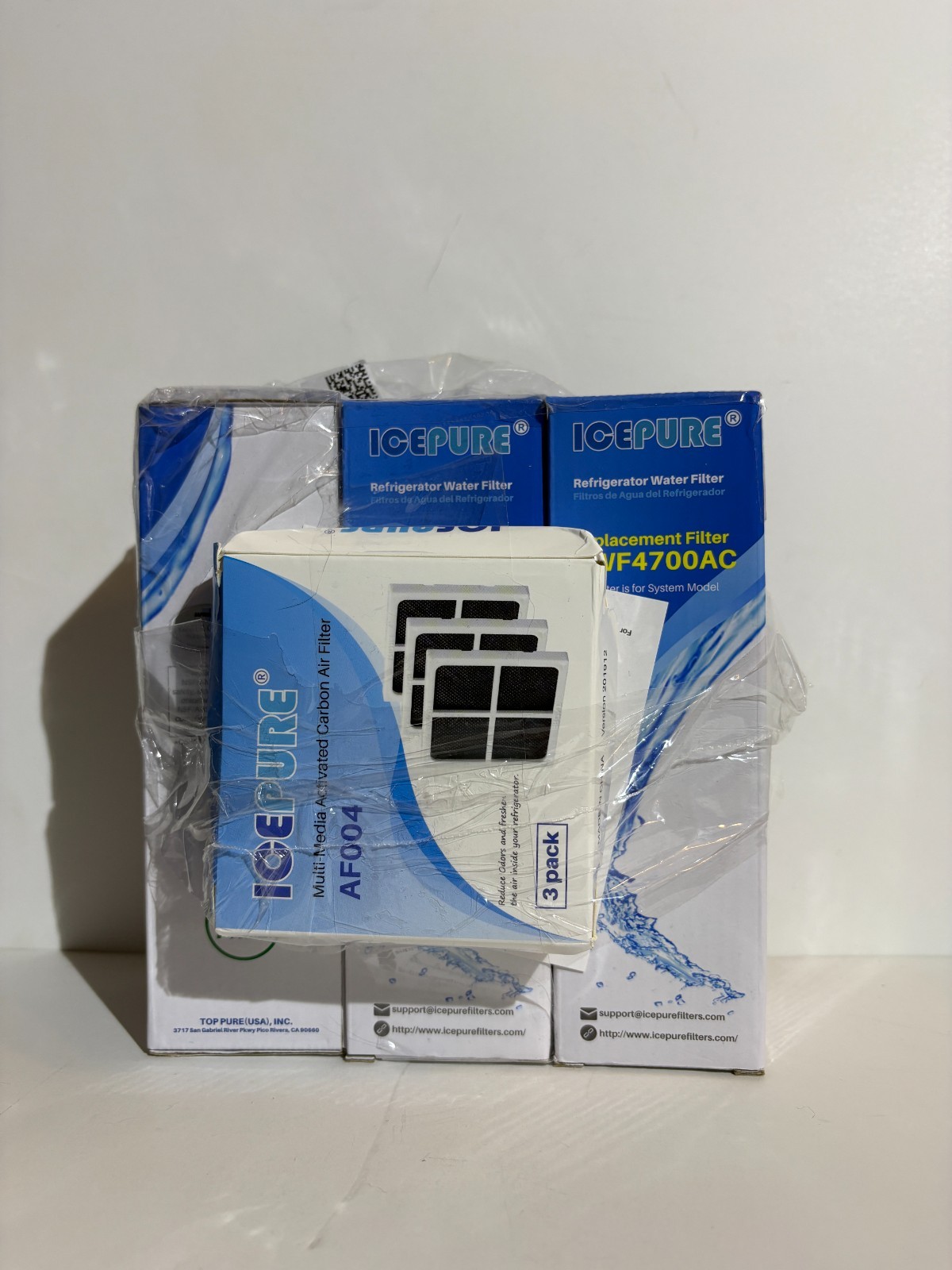 ICEPURE RWF4700AC Refrigerator Water Filter Lot (3) + AF004 Air Filter 3-Pack