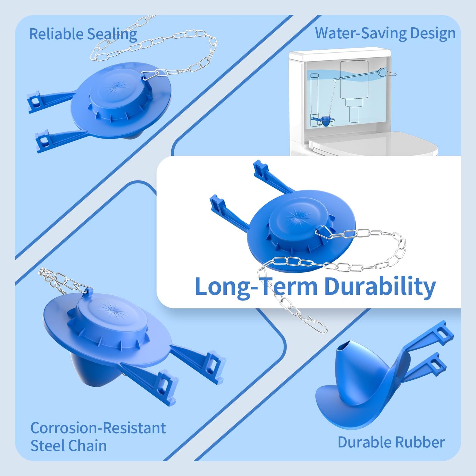2 Pack Toilet Flapper Replacement Kit, 2 Inch Universal Toilet Tank Flapper F…