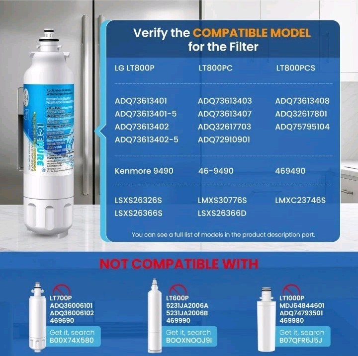 ICEPURE ADQ73613401 Refrigerator Water Filter Compatible with LG LT800P,…