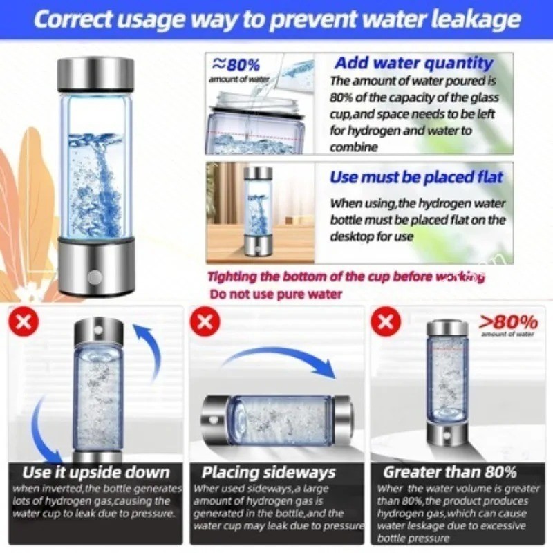 2026 Upgraded Hydrogen Water Bottle, 2400 Hydrogen Water Bottle Generator, Hydro