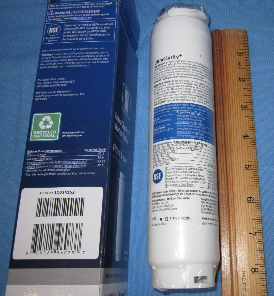 Ultra-Clarity Water Filter 11034152 / BORPLFTR30 ~ Bosch, Thermador, Gaggenau