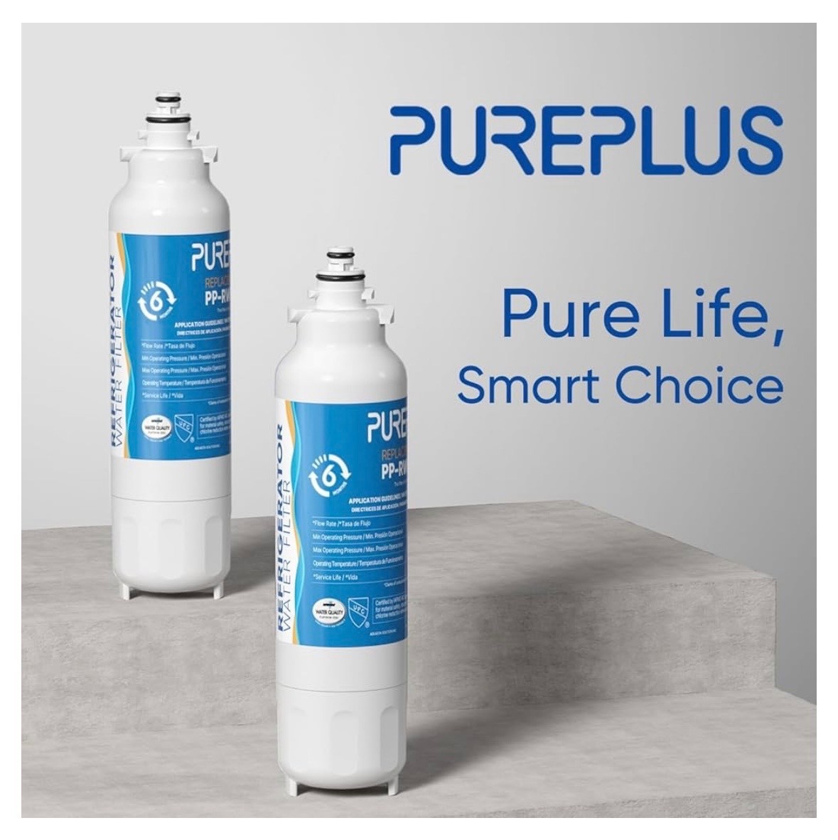 3 PACK PUREPLUS for ADQ73613401 LG LT800P LT800PC Water Filter PP-RWF3500A