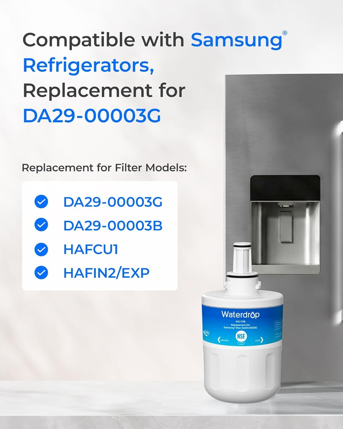 Waterdrop DA29-00003G Water Filter, Replacement for Samsung DA29-00003G,WSS-1(3)