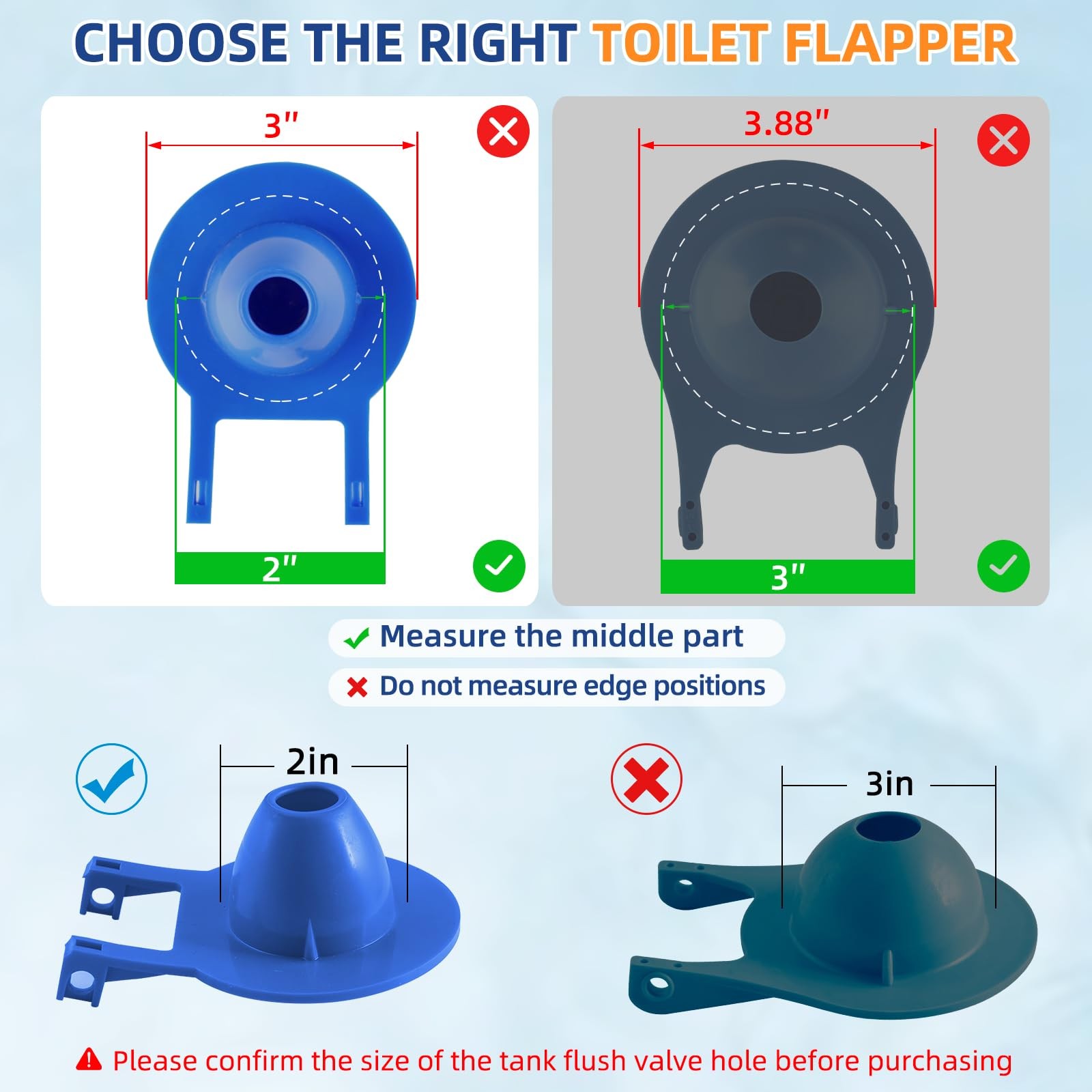 Universal 2 Inch Toilet Flapper Compatible with American Standard, Kohler, TO…