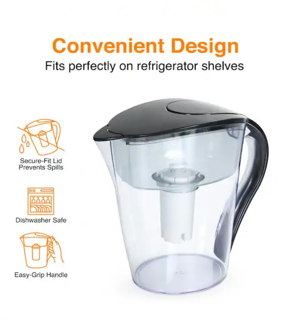 HDX 10-Cup Large Water Filter Pitcher w/ 2 Universal Filters-BPA Free-Free Ship!