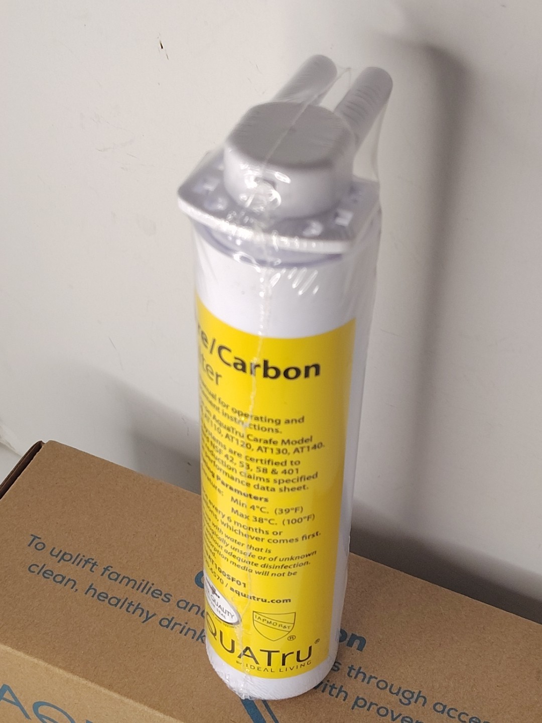 1 SEALED Aquatru Stage 1 & 2 Pre/Carbon Water Filter for Countertop CARAFE AT100