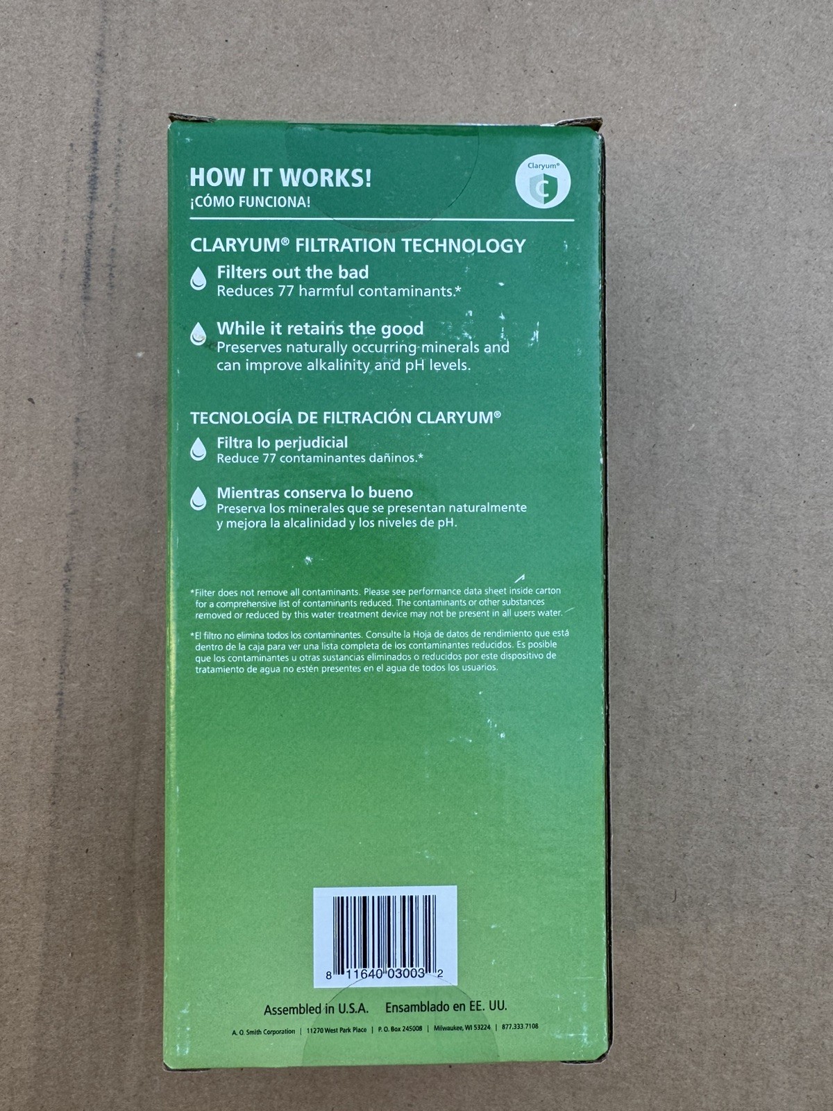 NEW AO Smith AO-4000-Carbon Carbon & Claryum Replacement Item 960787