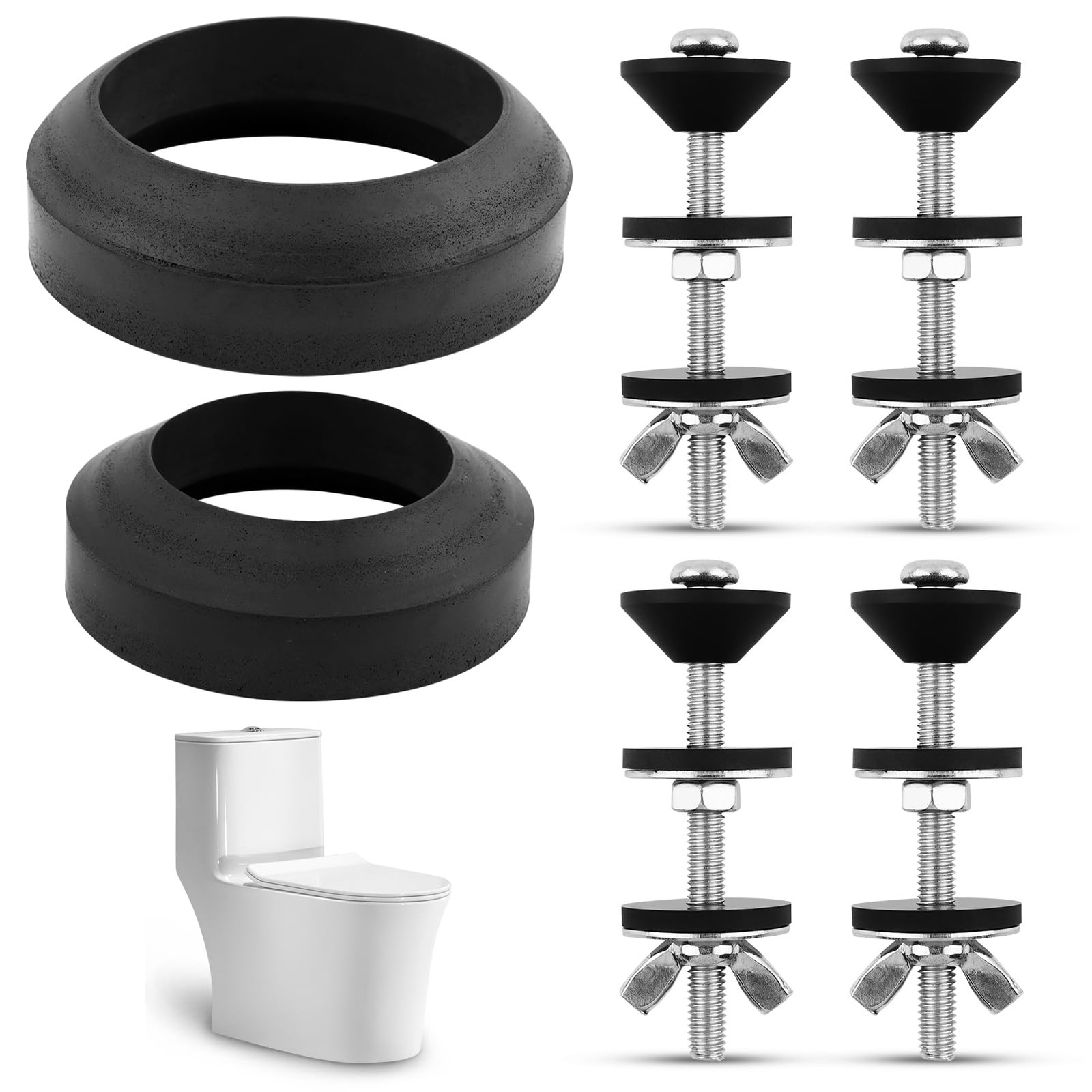 4 PCS Universal Toilet Tank To Bowl Gasket Bolts 5/16×3.15 Inch Flush Valve
