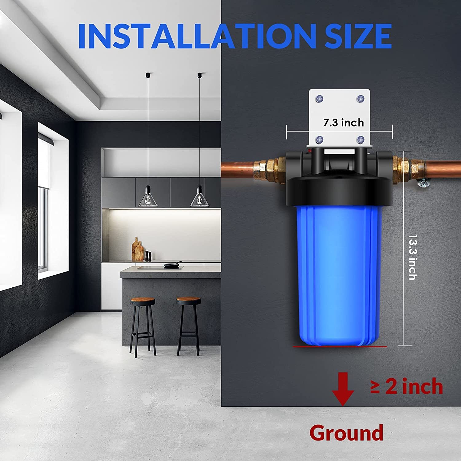 10 Inch Big Blue Whole House Water Filter Housing Filtration System 10″ x 4.5″