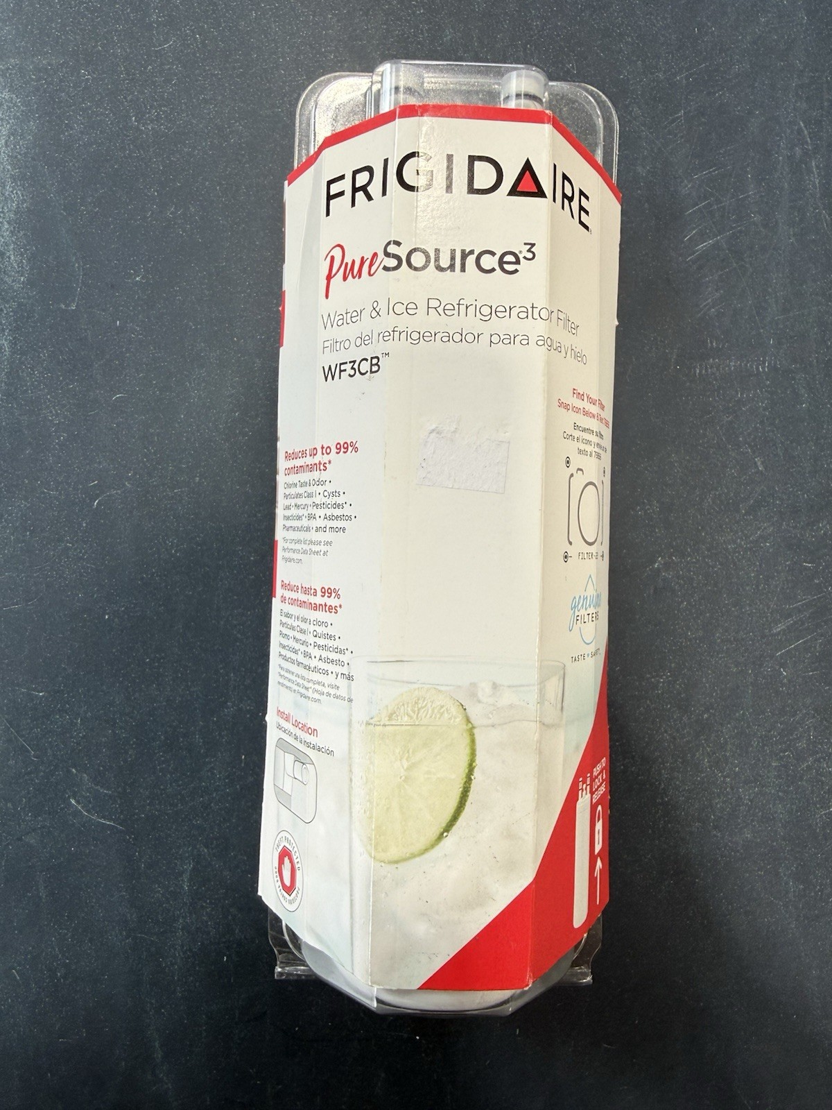 WF3CB Frigidaire Refrigerator Water Filter for Water and Ice, 200 Gallons