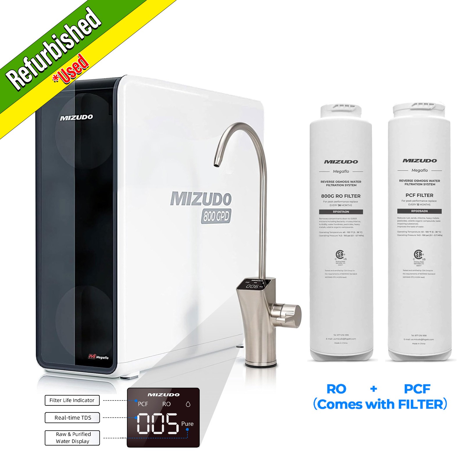 Used Tankless Reverse Osmosis RO Water Filter System,800GPD,9-Stage w/2 Filters
