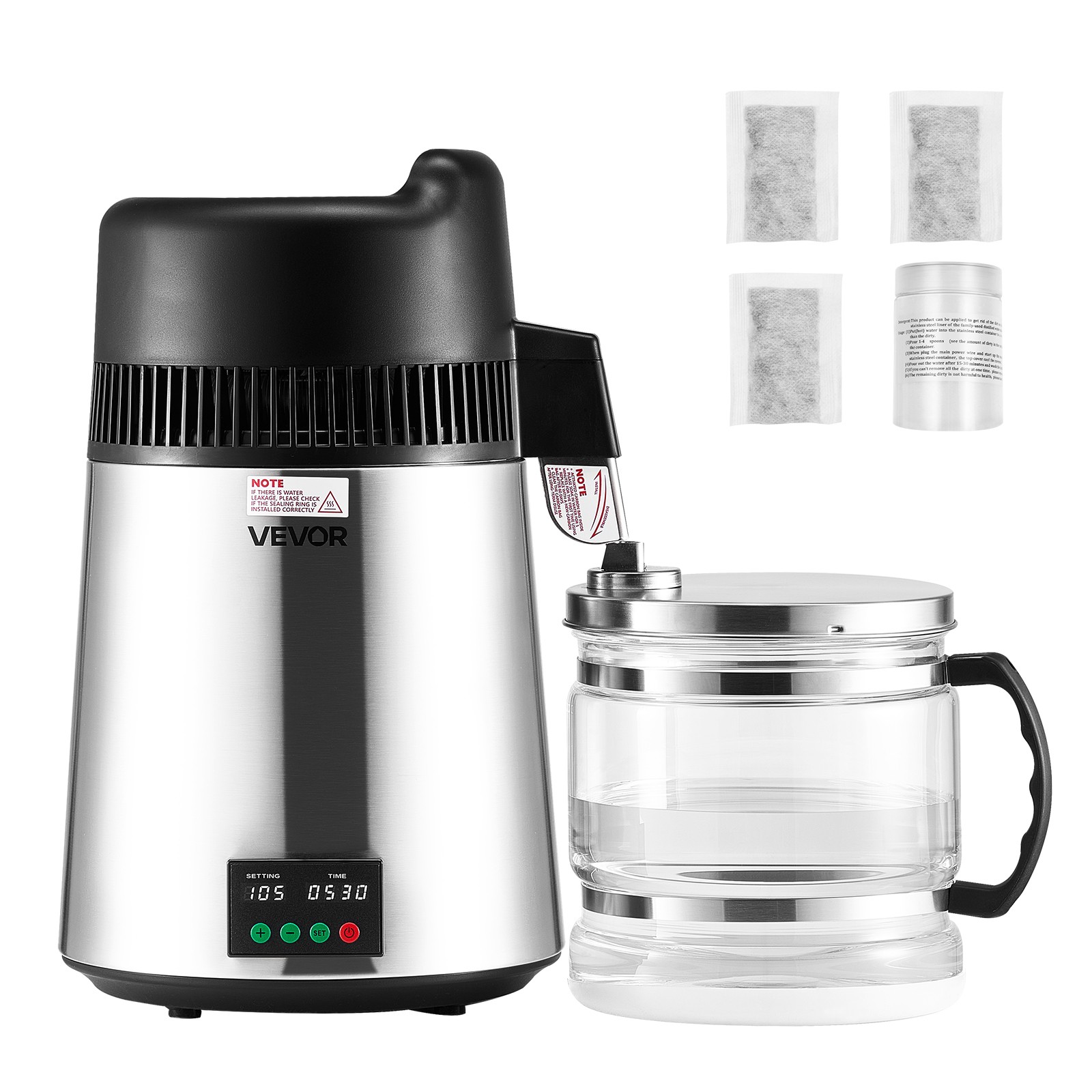 VEVOR 6L Water Distiller Home Countertop Purifier Machine 900W Stainless Steel