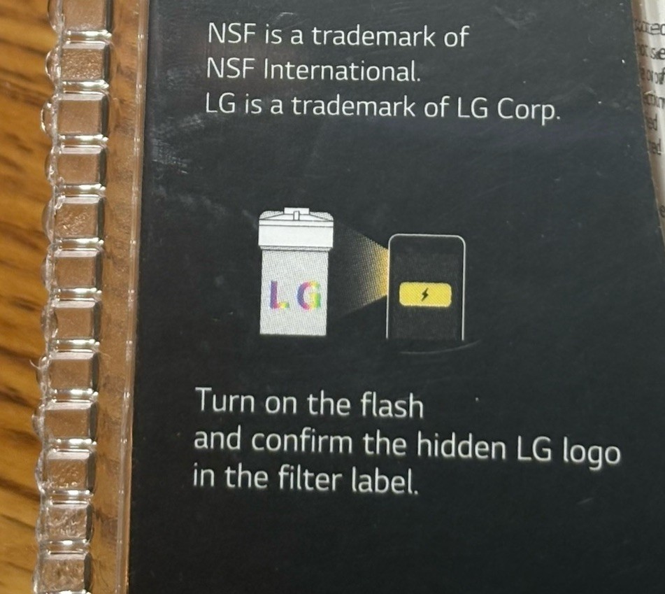 Genuine LG Water Filter Replacement Cartridge LT700P/PC/PCS New Damaged Package