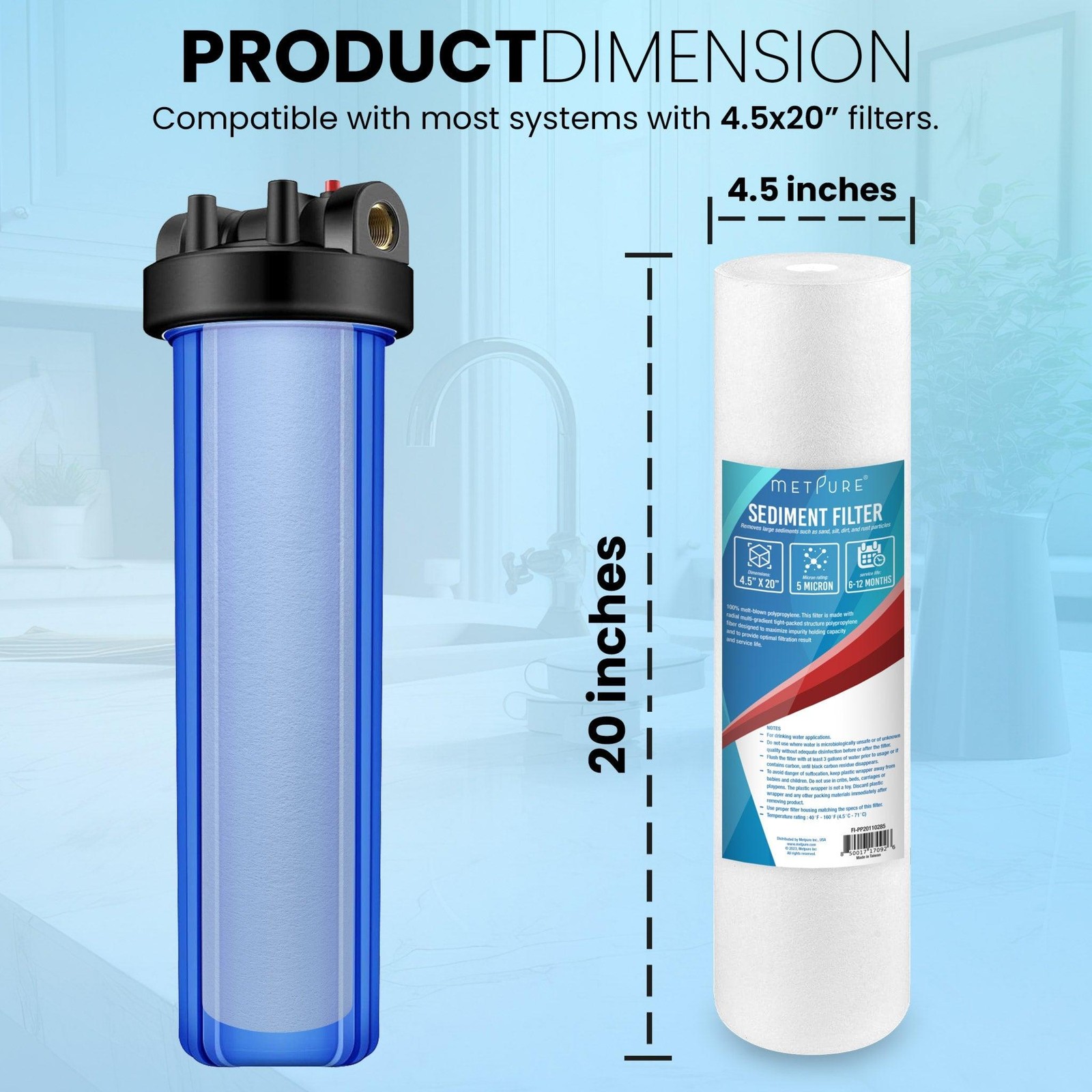 1 to 18 PACK 20″ x 4.5″ Whole House PP Sediment Water Filter Cartridges 5 Micron
