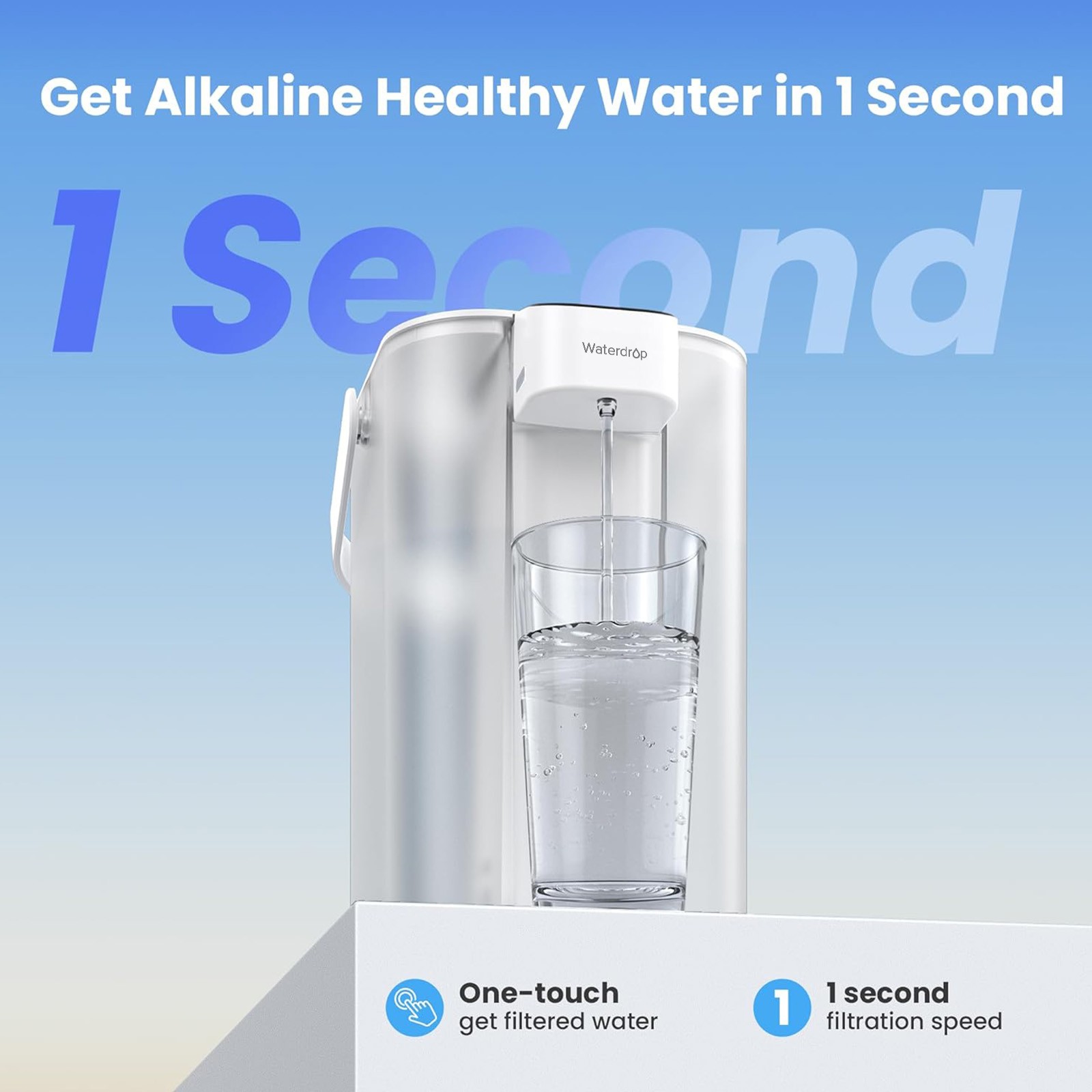 Waterdrop Alkaline Electric Water Filter Pitcher,White,with 1 Filter