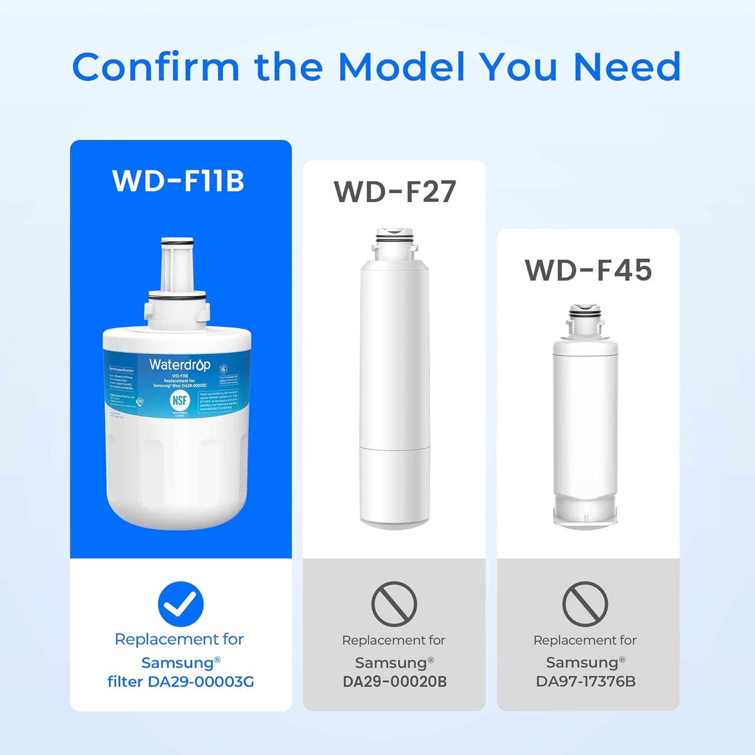Waterdrop DA29-00003G Water Filter, Replacement for Samsung DA29-00003G,WSS-1(3)