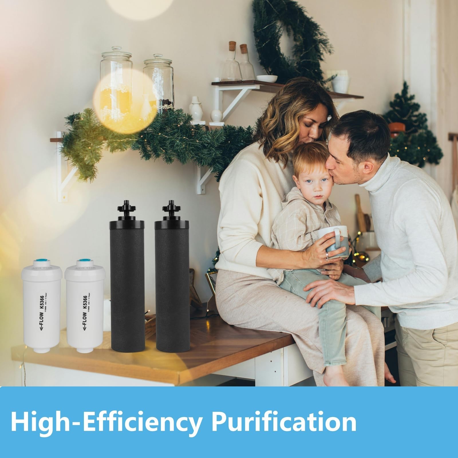 Gravity Water Filter Replacement Combo Pack – Black Carbon & Fluoride Filters, 4