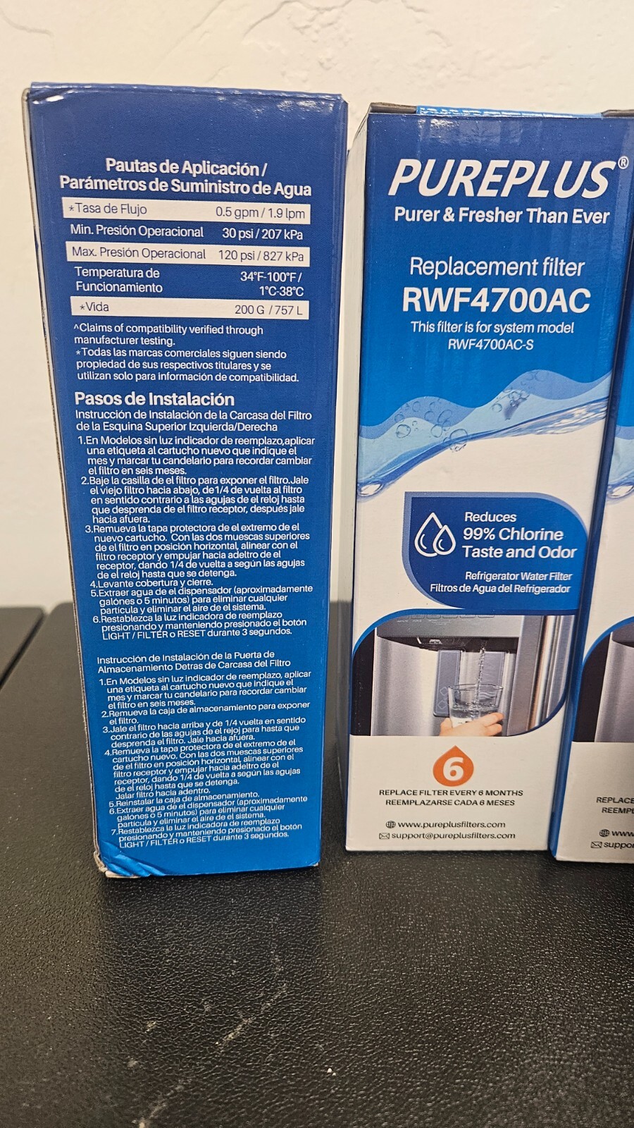 PurePlus RWF4700AC Water Filter 3 Pack & AF004 Carbon Air Filter 3 Pack