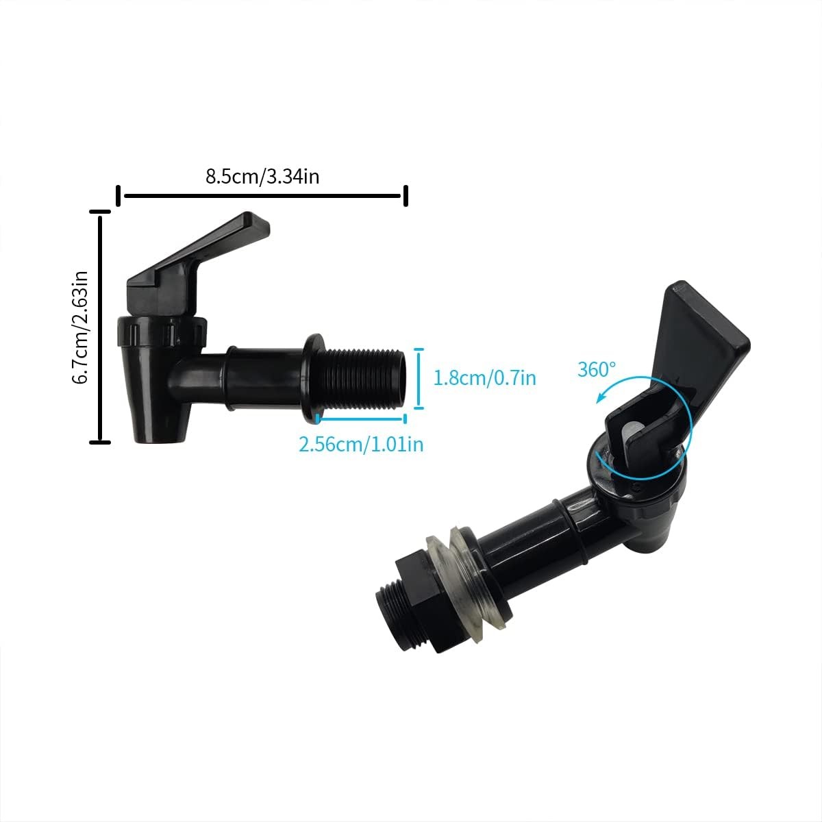 2 Pcs Replacement Cooler Faucet, Reusable Spigot Spout 8 Piece Set, Black