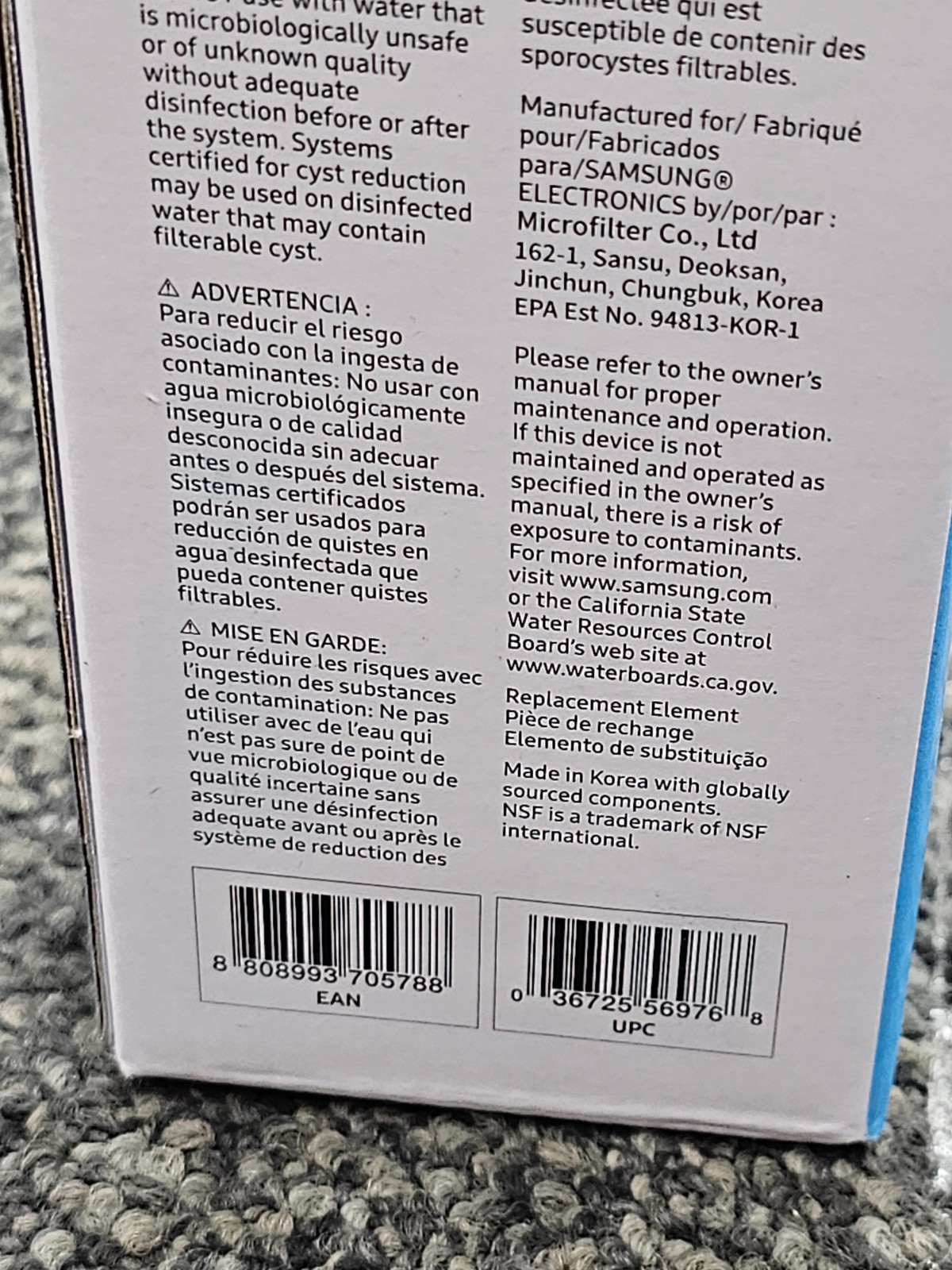 (QTY 6) Samsung DA29-00020B HAF-CIN/EXP Refrigerator Water Filter Carbon Block