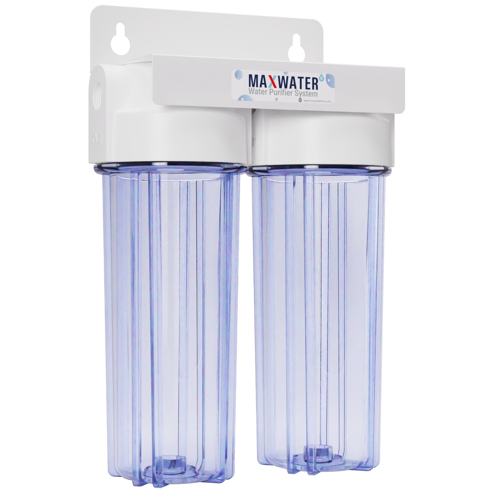 Two Stage Whole House Water Filter System 10″x 2.5″, 3/4″ Port, WITHOUT Filters