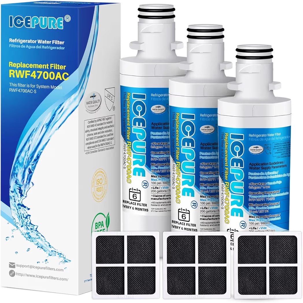 RWF4700AC Fit for LG LT1000P MDJ64844601 ADQ74793501 LT1000PC & Air Filter 3PACK