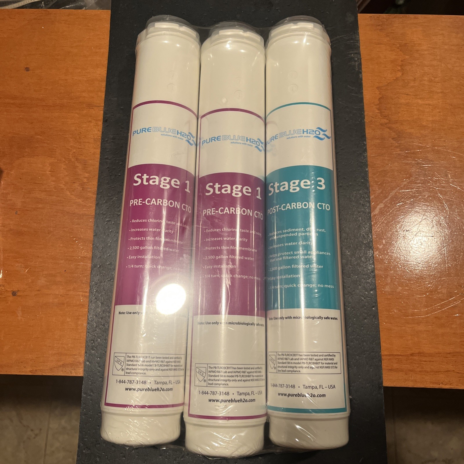 Pure Blue H2O 3-Stage RO Replacement Filter 3-Pack 1:1 System Sealed