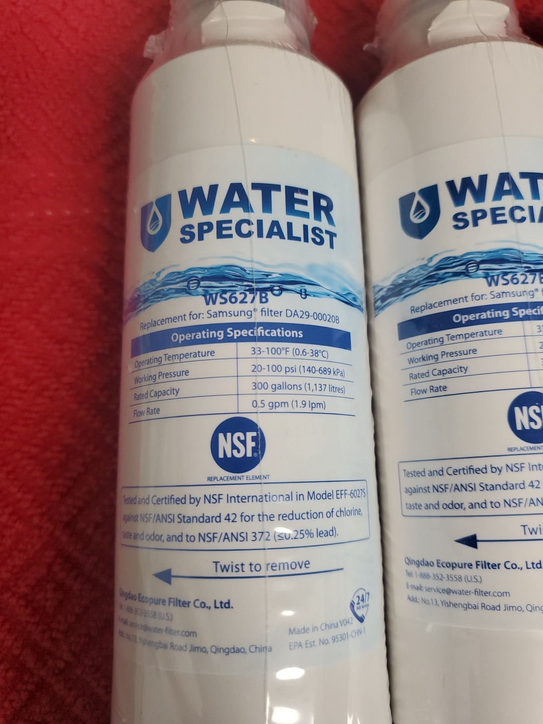Waterspecialist WS627B Refrigerator Samsung Water Filter Lot Of 3