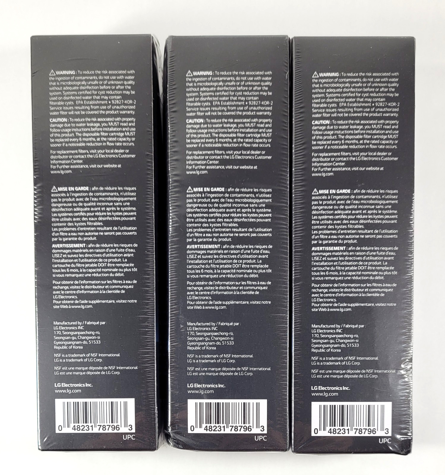 LG LT1000P3 Refrigerator Water Filter Replacement Cartridge 3-Pack New Genuine