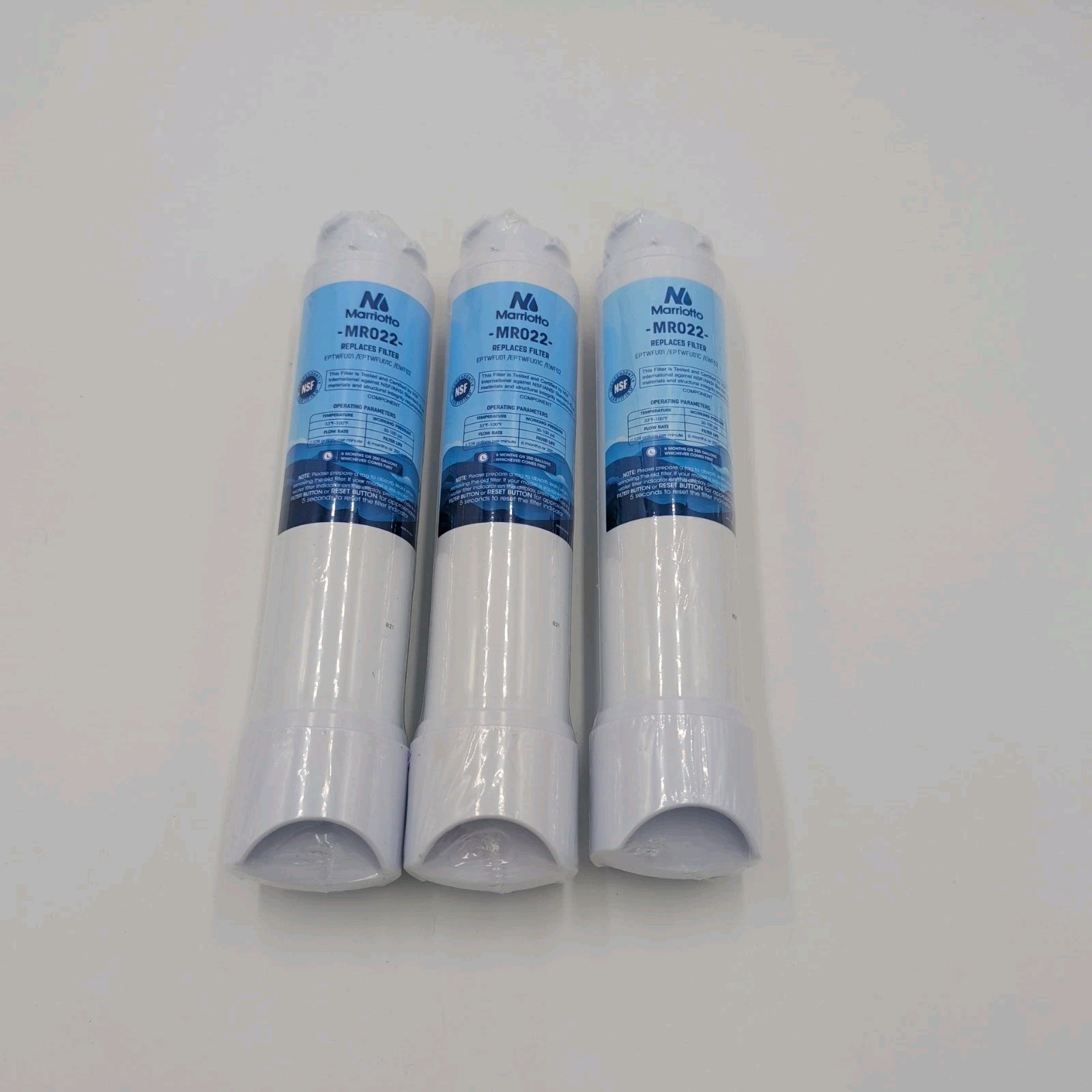 3 pack Marriotto MR022 Refrigerator Water Filter Replacement New Sealed