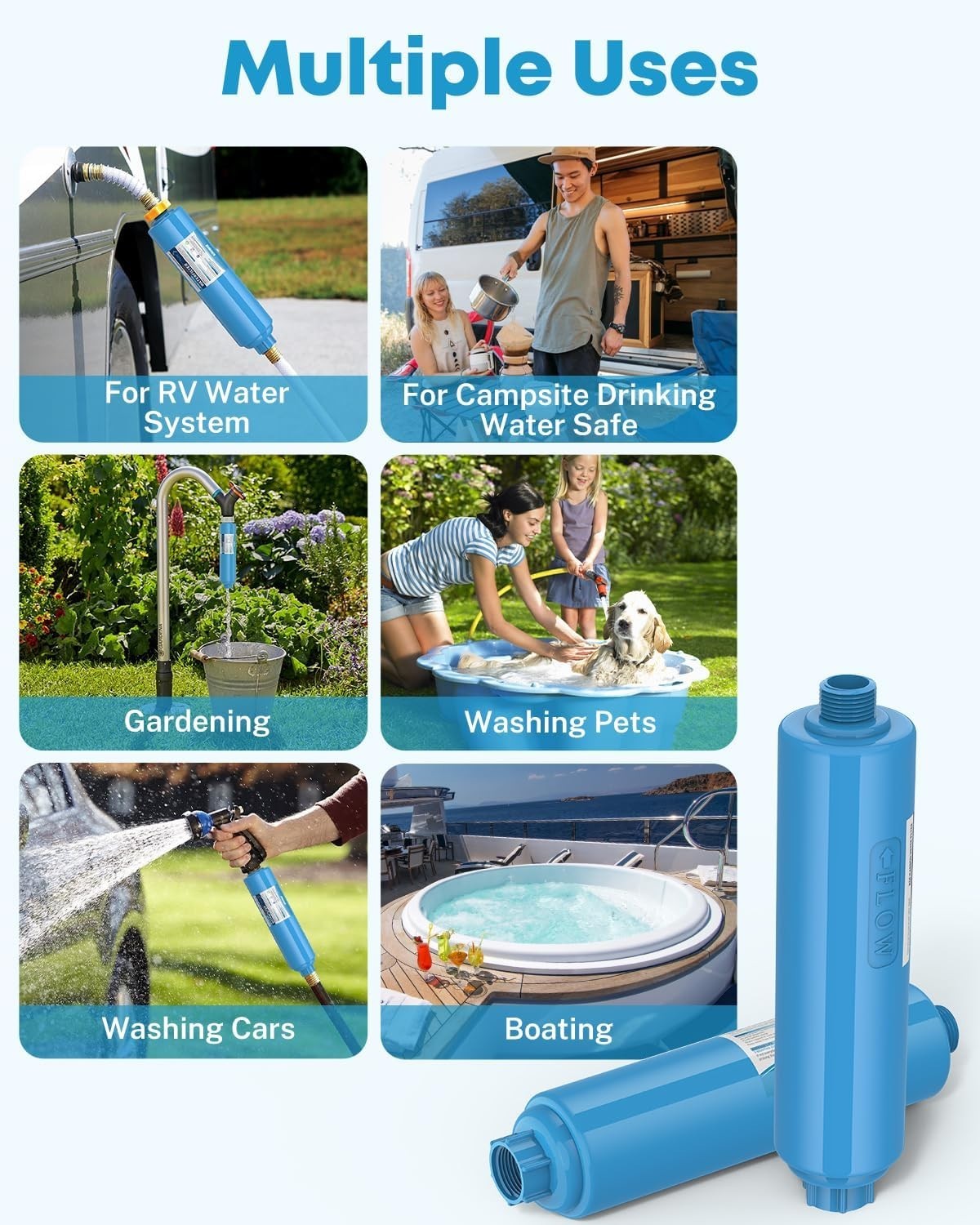 RV Inline Water Filter, NSF Certified, Camper Water Filter Reduces Chlorine, …