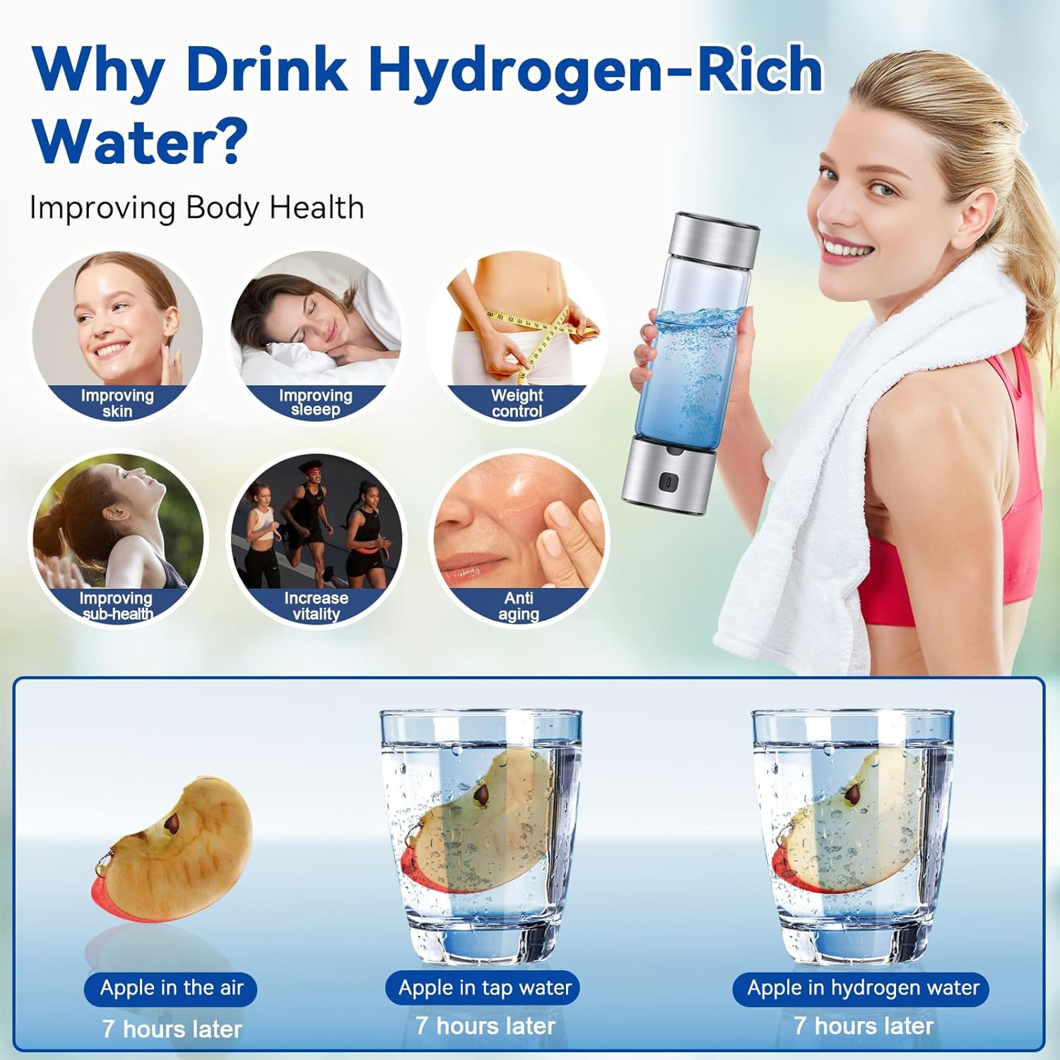 2025 Upgrade Hydrogen Water Bottle Generator, 2 in 1 Hydroh Hydrogen Water Bottl
