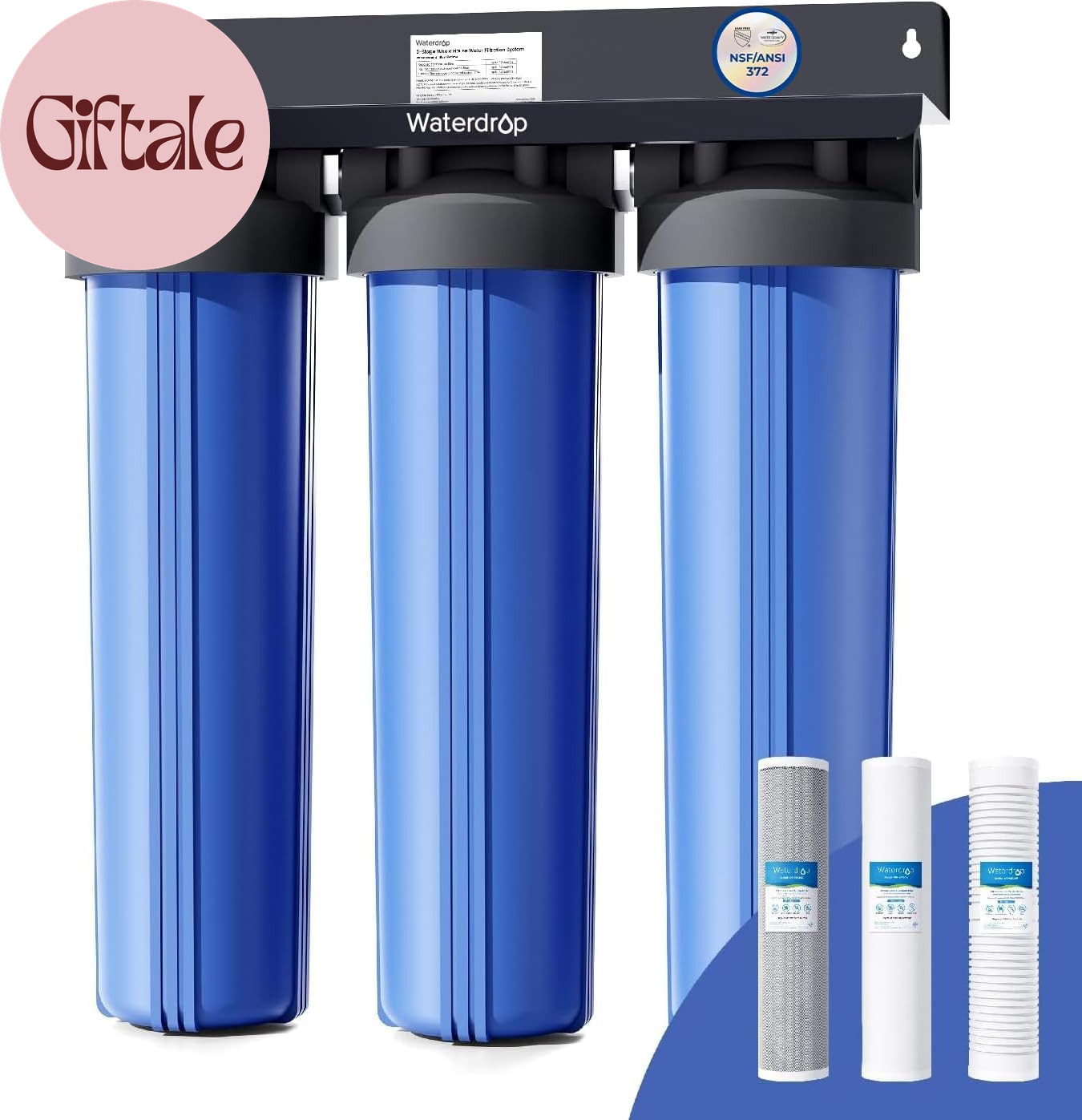 3-Stage Whole House Water Filter System,With Carbon Filter&Sediment Filter,7-Sta