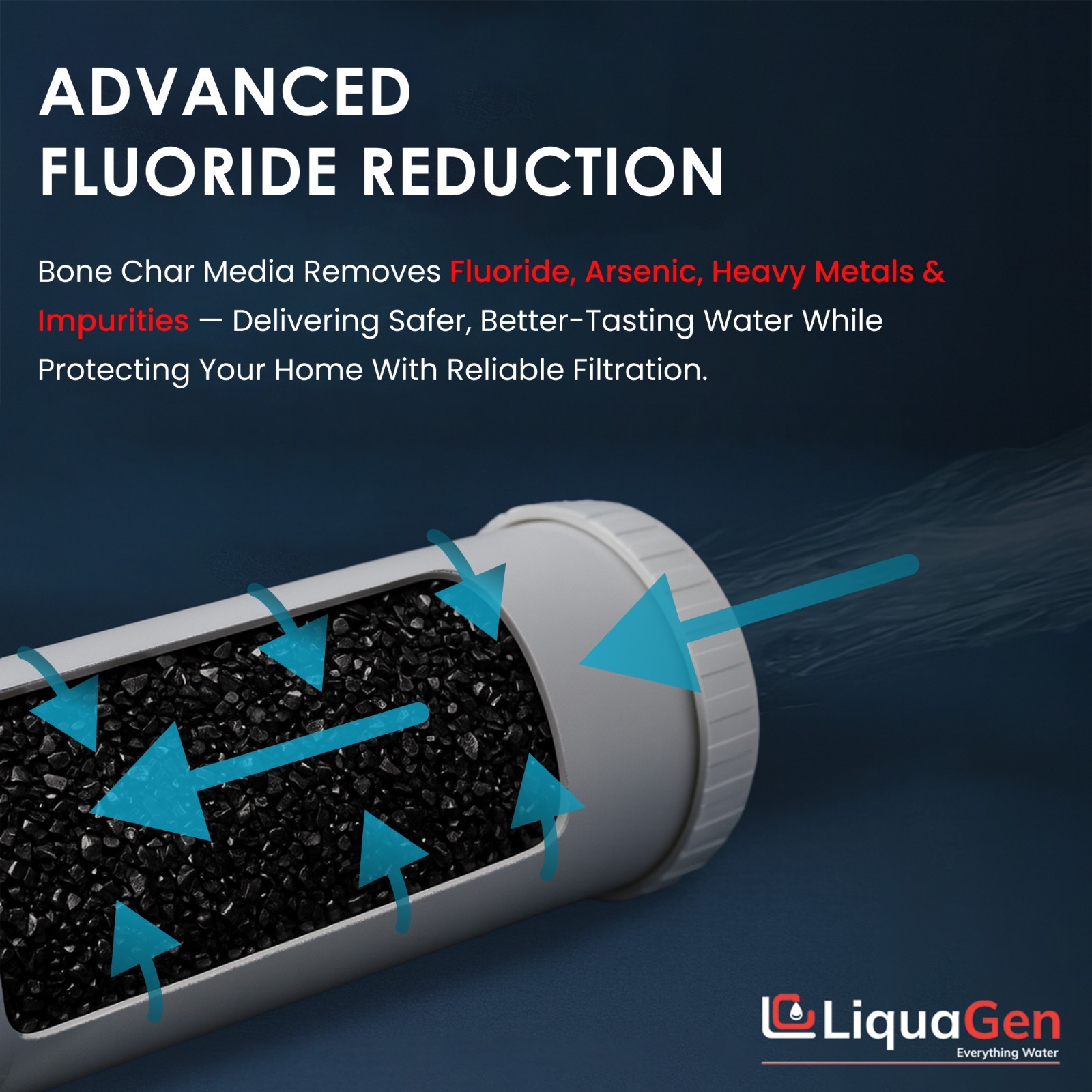 LiquaGen 2.5” x 10” Bone Char Filter Cartridge – Fluoride Reduction