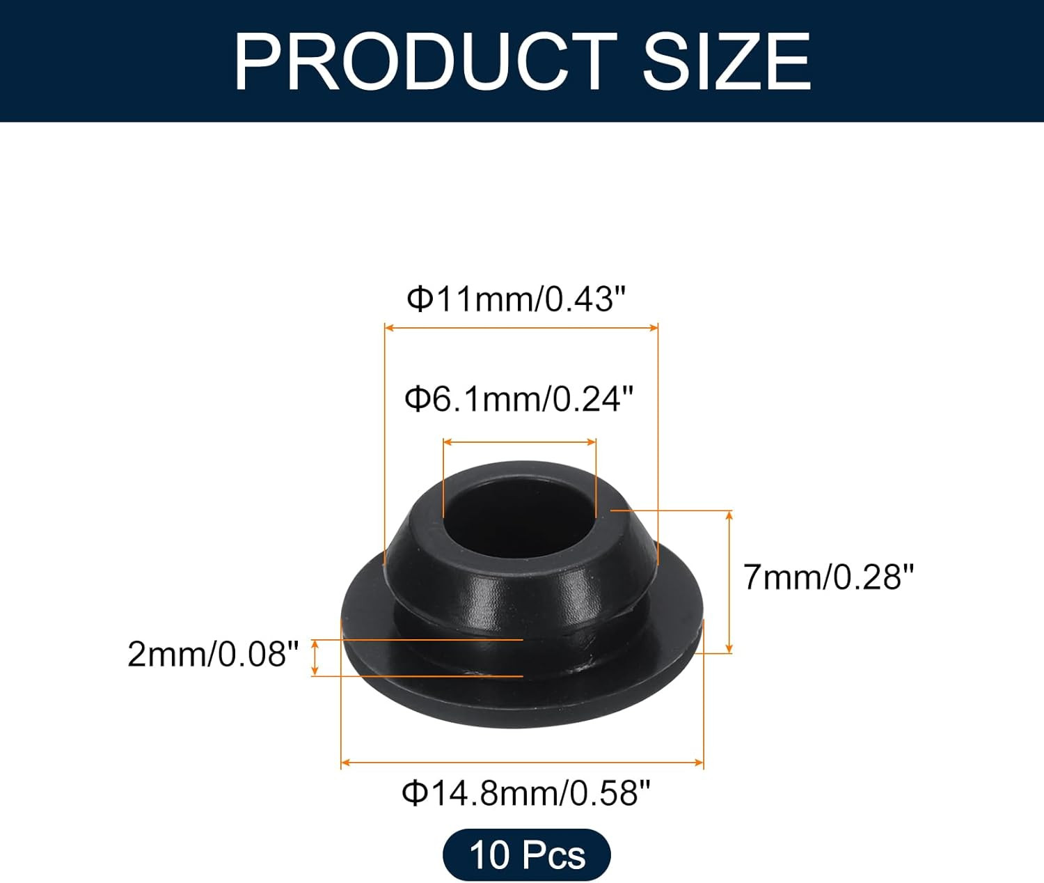 10Pcs 7/16 Inch Black Button Hole Plugs – Fit 10Mm Hole, Snap-In Locking, Waterp