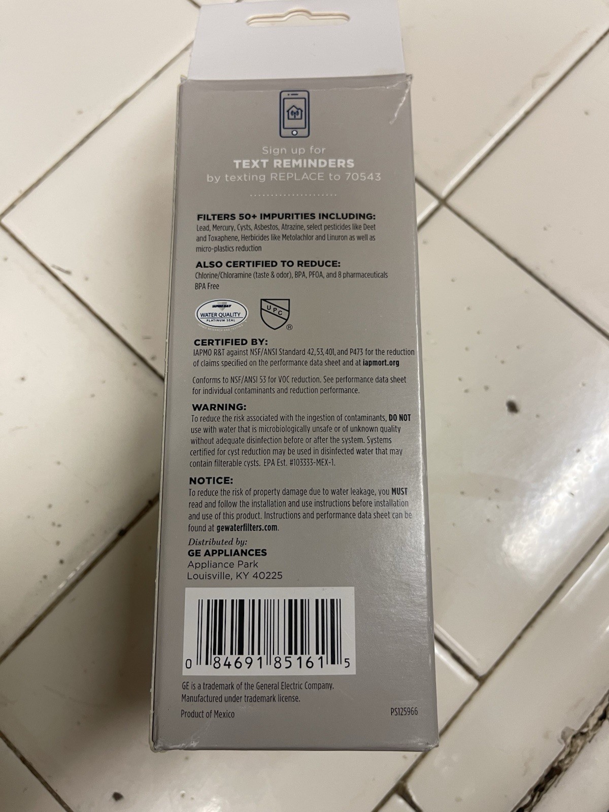 GE Appliances XWFE Refrigerator Water Filter 170 gal Carbon Lead BPA PFAS