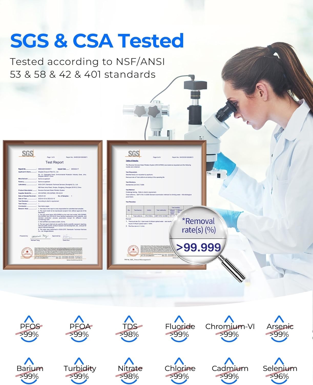 Waterdrop G3P800 Reverse Osmosis System, 800 GPD,G3P800-N2RO & G3-N1CF & G3-N3CB